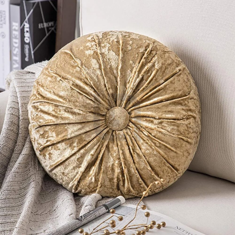 Round Pumpkin Velvet Cushion - Golden 2