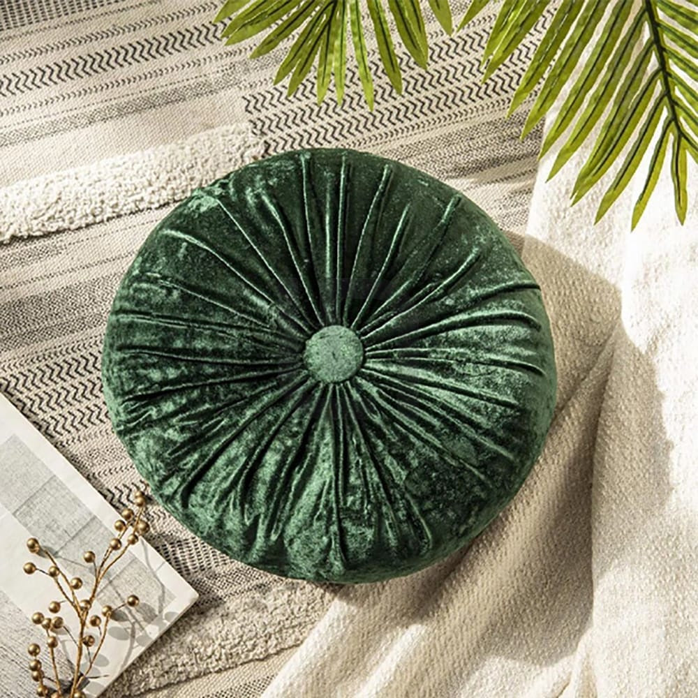 Round Pumpkin Velvet Cushion - Green