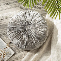 Round Pumpkin Velvet Cushion - Gray