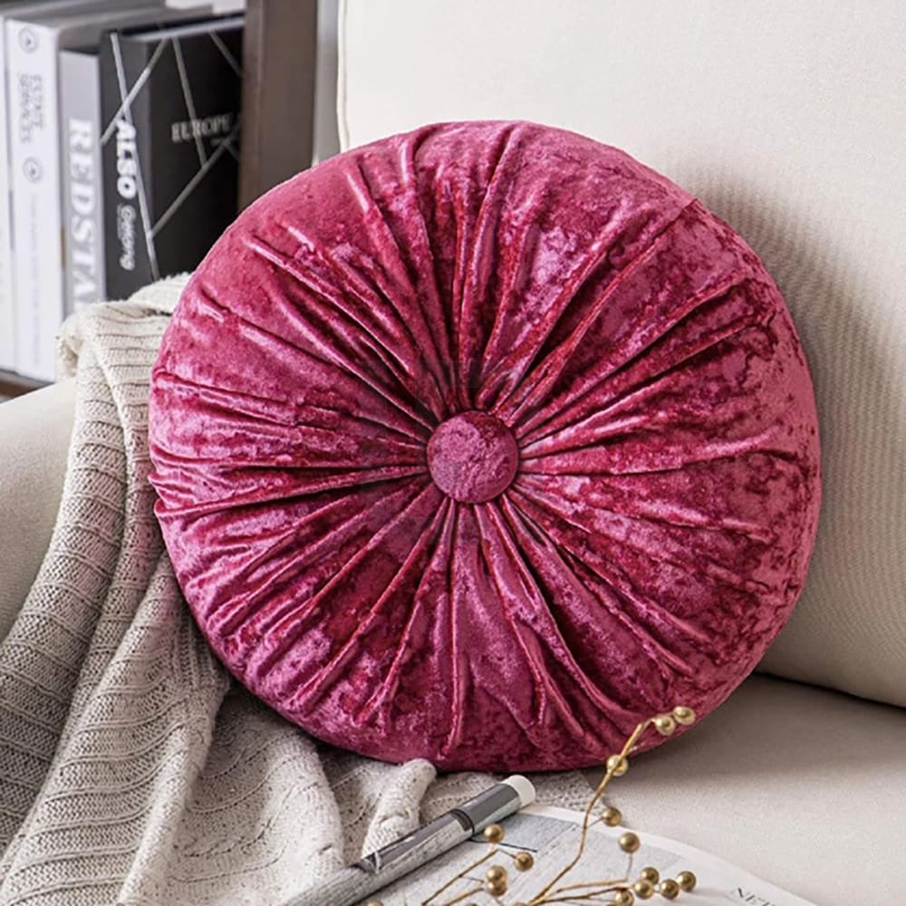 Round Pumpkin Velvet Cushion - Pink 2