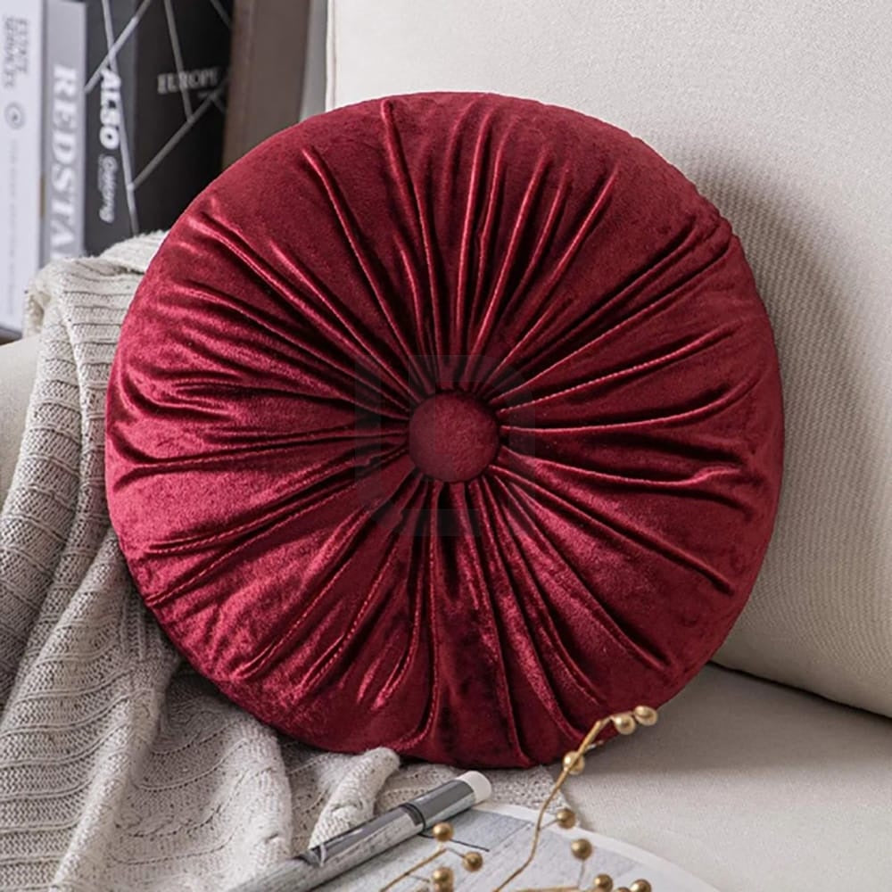 Round Pumpkin Velvet Cushion - Red 2