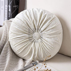Round Pumpkin Velvet Cushion - White 2