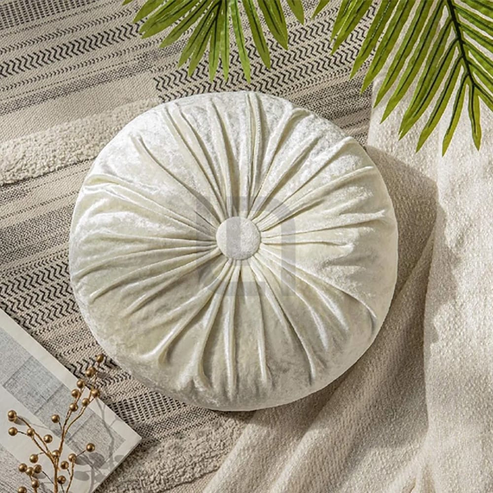 Round Pumpkin Velvet Cushion - White