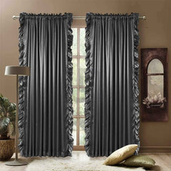 Ruffle curtain luxury silk fabric vertical – Grey