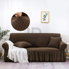 Ruffle Skirt Mesh Fabric Turkish Sofa cover - Brown