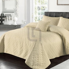 ultrasonic quilted bed sheet - beige