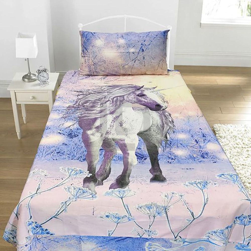 Unicorn Themed Cartoon Bed Sheet