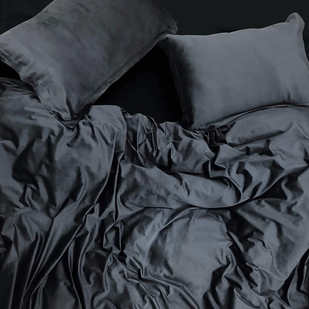 Velvet Quilt Cover - Charcoal 2