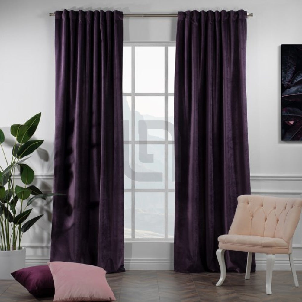 velvet curtains magenta
